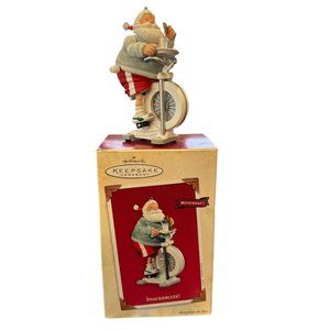 Hallmark Keepsake Ornament Snackercize 2003 Movement Santa Cycles Exercise Worko